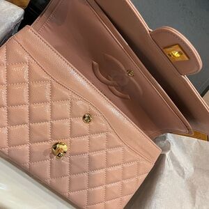 Elegant Blush Quilted Flap Bag
